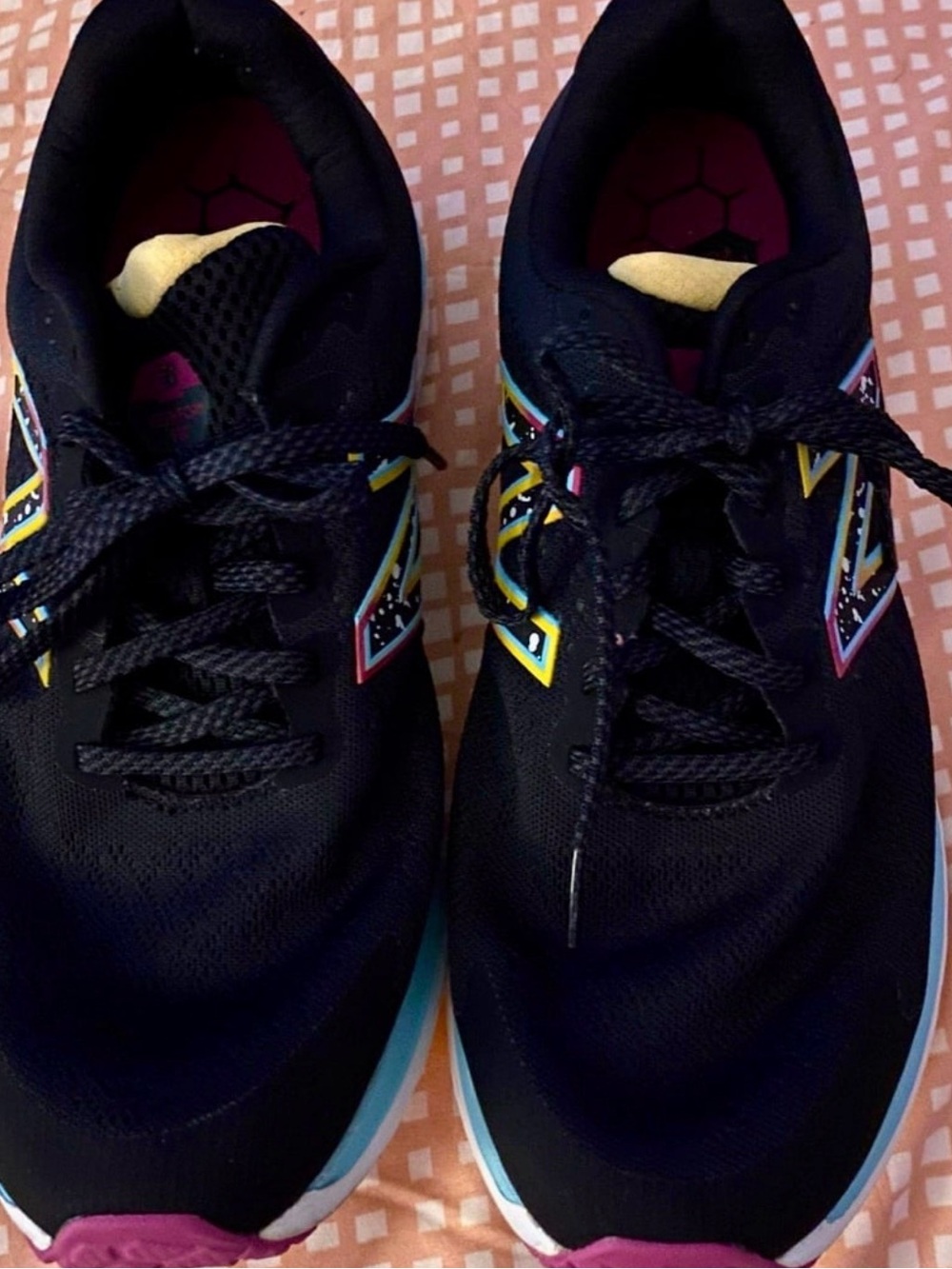 New Balance Black and Yellow Sneaker Tongue Label